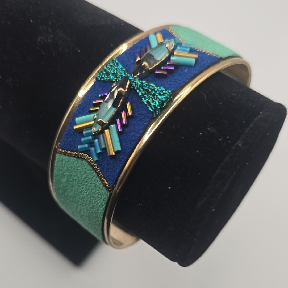 Satelitte Hand Beaded Blue and Gold Women's Bracelet